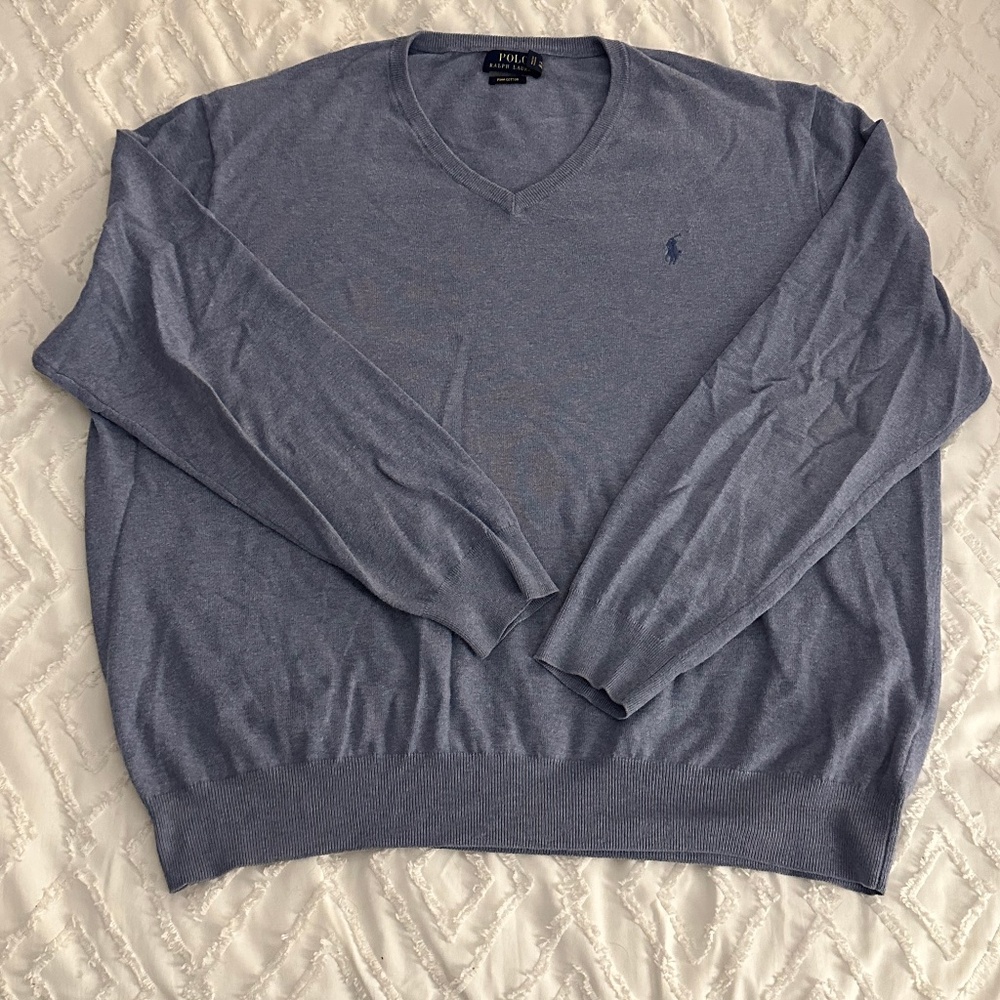 Polo Ralph Lauren light blue v-neck sweater size XXL